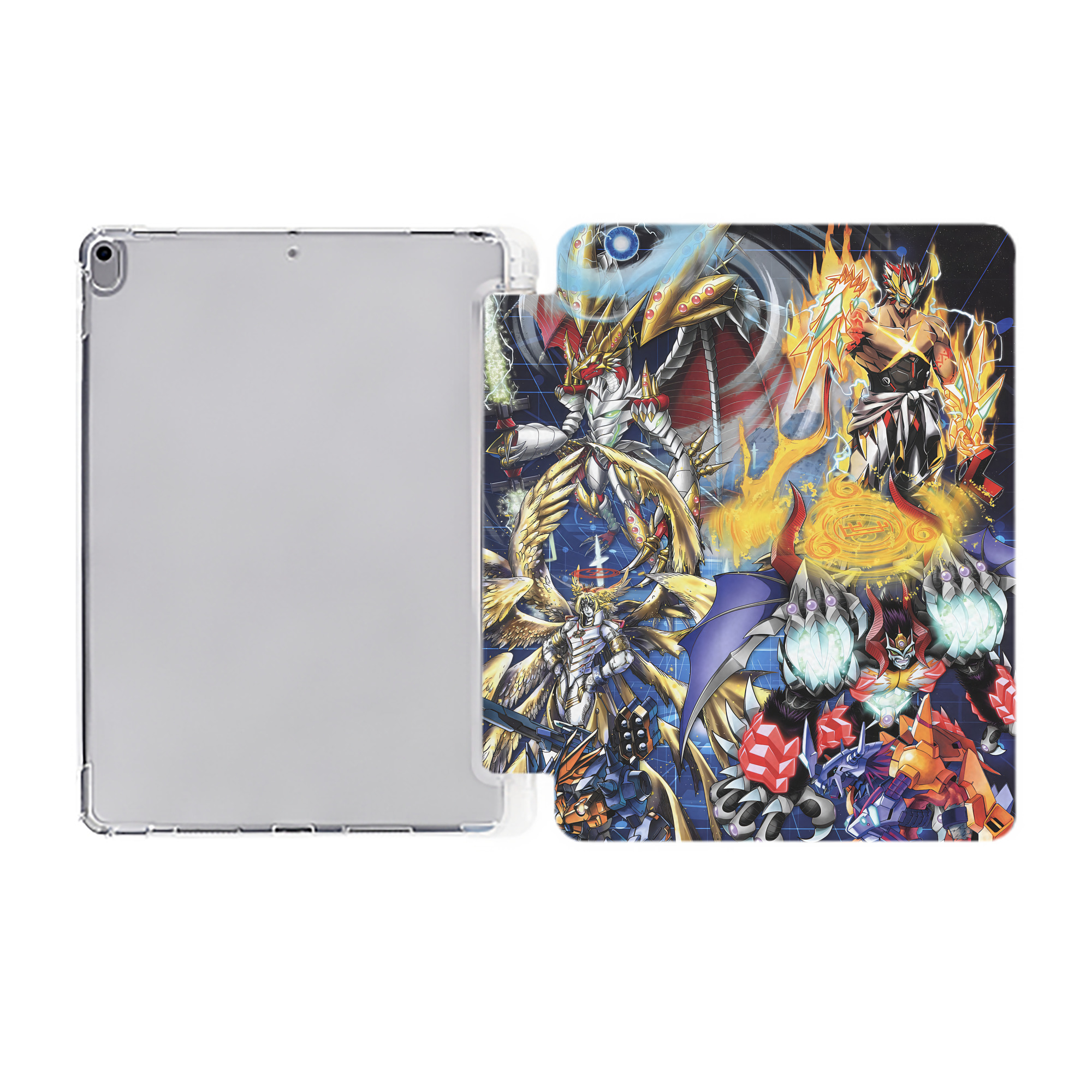（画像用） Digimon デジタルモンスター/デジモン IPad ケース ペン収納付き 三つ折りスタンド PUレザー×シリコン 対応機種9.5/10.5/10.9インチ